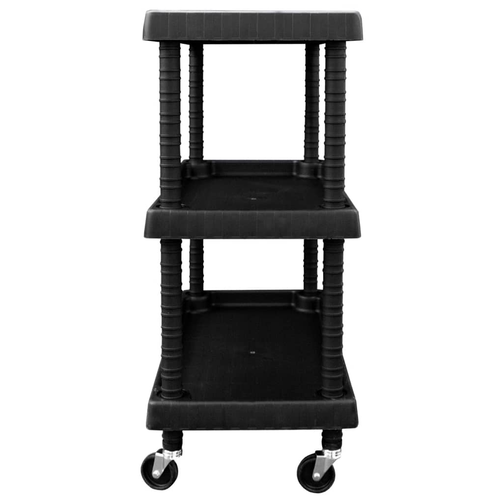 151828 vidaXL 3-Tier Workshop Tool Trolley Black 75x37,5x92 cm PP