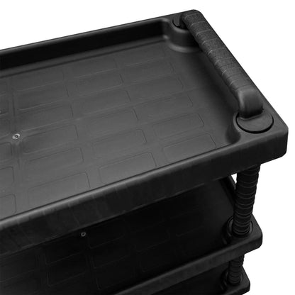 151828 vidaXL 3-Tier Workshop Tool Trolley Black 75x37,5x92 cm PP