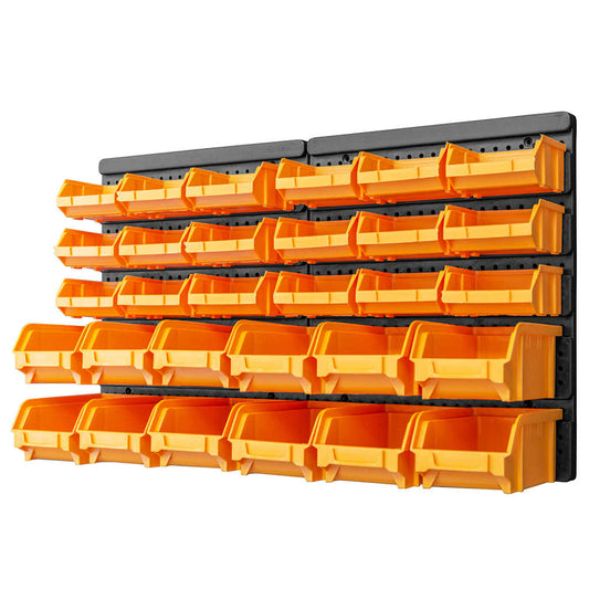 151832 vidaXL 32 Piece Storage Bin Kit with Wall Panels Yellow and Black