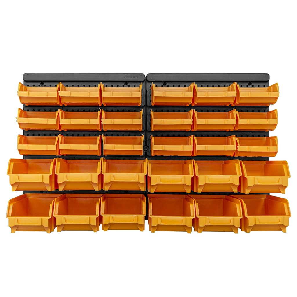 151832 vidaXL 32 Piece Storage Bin Kit with Wall Panels Yellow and Black