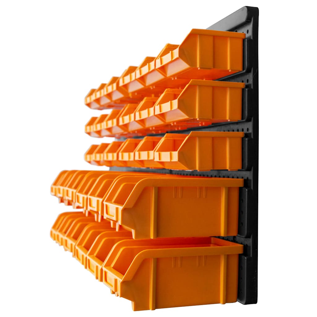 151832 vidaXL 32 Piece Storage Bin Kit with Wall Panels Yellow and Black