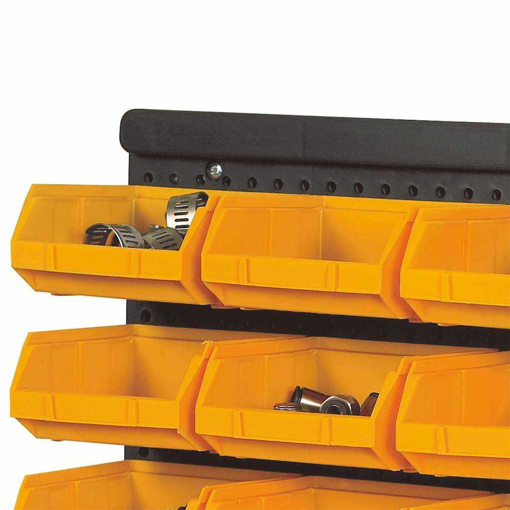 151832 vidaXL 32 Piece Storage Bin Kit with Wall Panels Yellow and Black