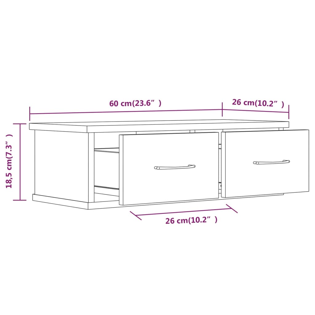 815079 vidaXL Wall Cabinet Grey Sonoma 60x26x18,5 cm Engineered Wood