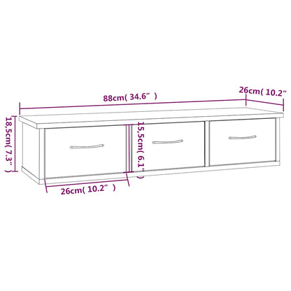 Wall Cabinet Grey Sonoma 88x26x18,5 cm Engineered Wood