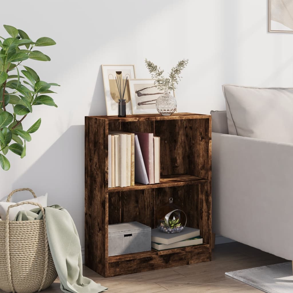 Bookcase Smoked Oak 60x24x76 cm Engineered Wood