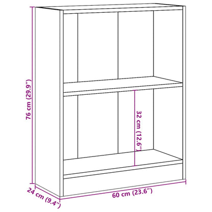 Bookcase Smoked Oak 60x24x76 cm Engineered Wood