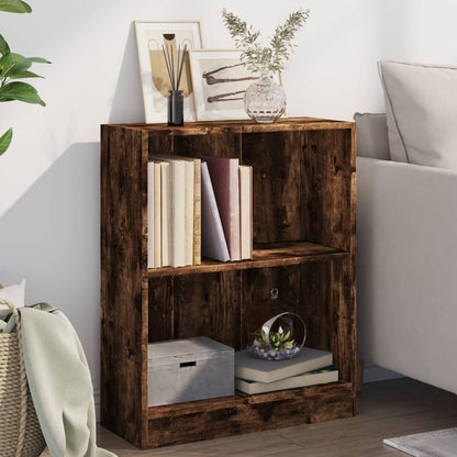 Bookcase Smoked Oak 60x24x76 cm Engineered Wood