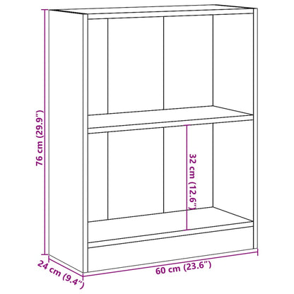 Bookcase Grey Sonoma 60x24x76 cm Engineered Wood