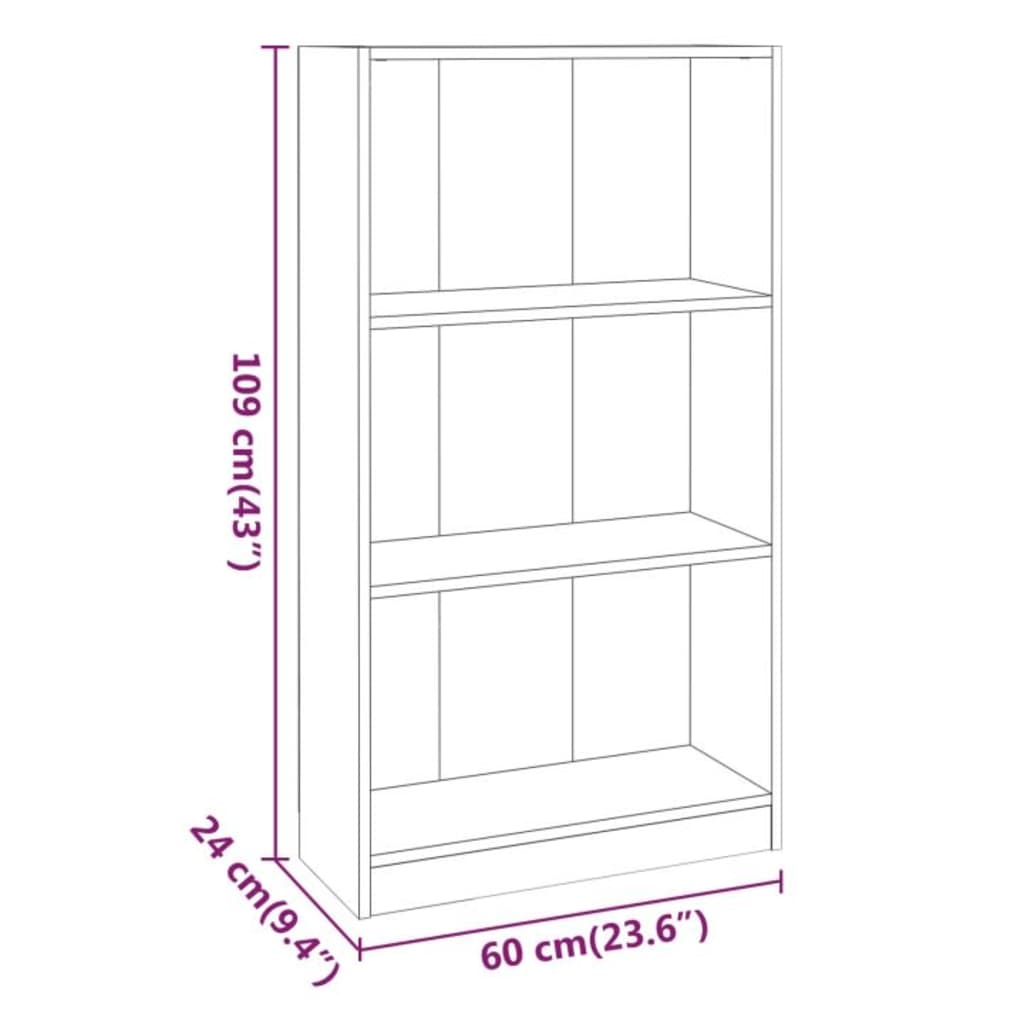 815087 vidaXL Book Cabinet Smoked Oak 60x24x109 cm Engineered Wood