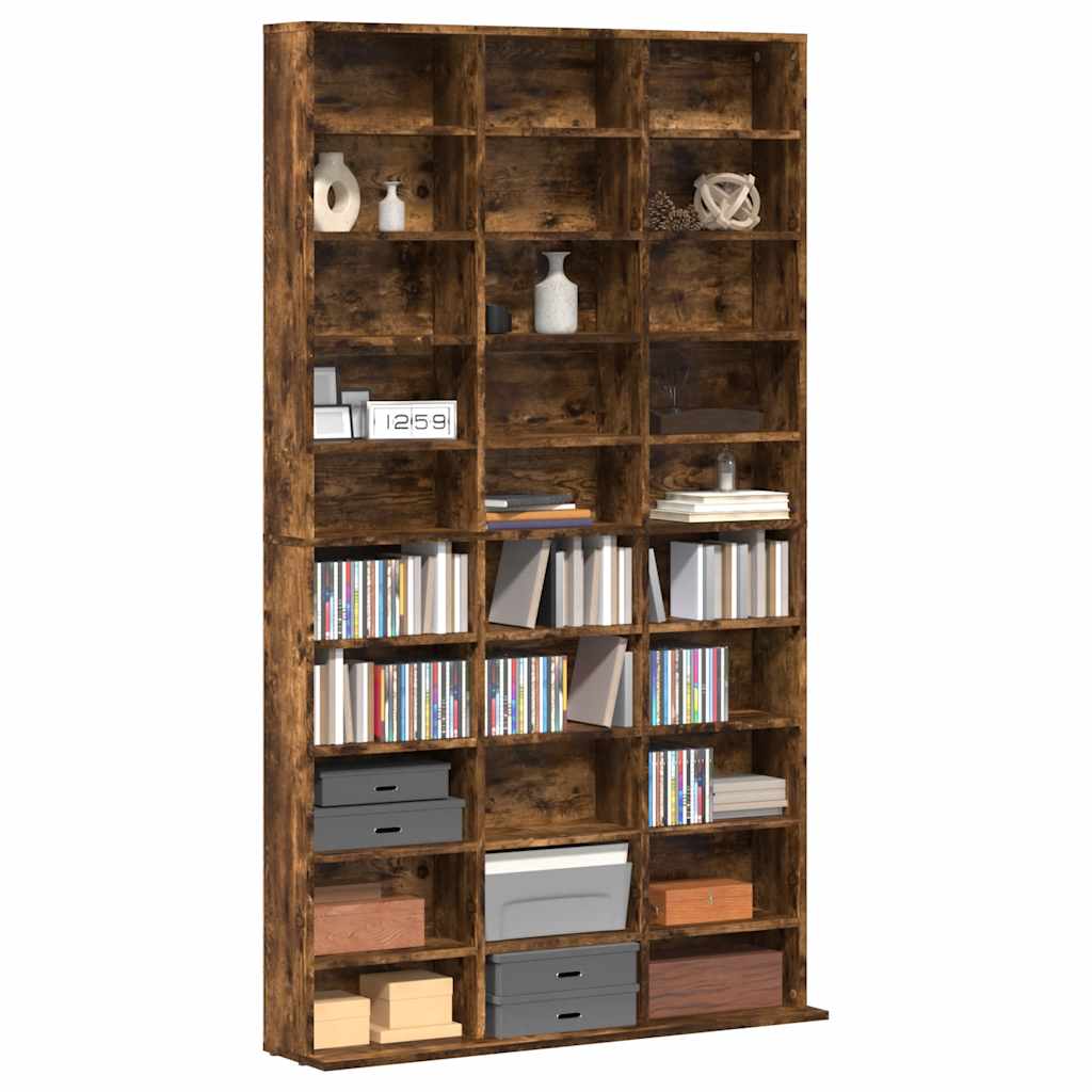 CD Cabinet Smoked Oak 102x23x177,5 cm Engineered Wood