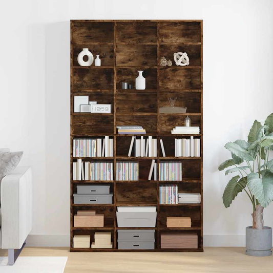 CD Cabinet Smoked Oak 102x23x177.5 cm Engineered Wood