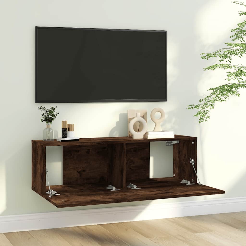 TV Wall Cabinet | Smoked Oak | Engineered Wood | Standard