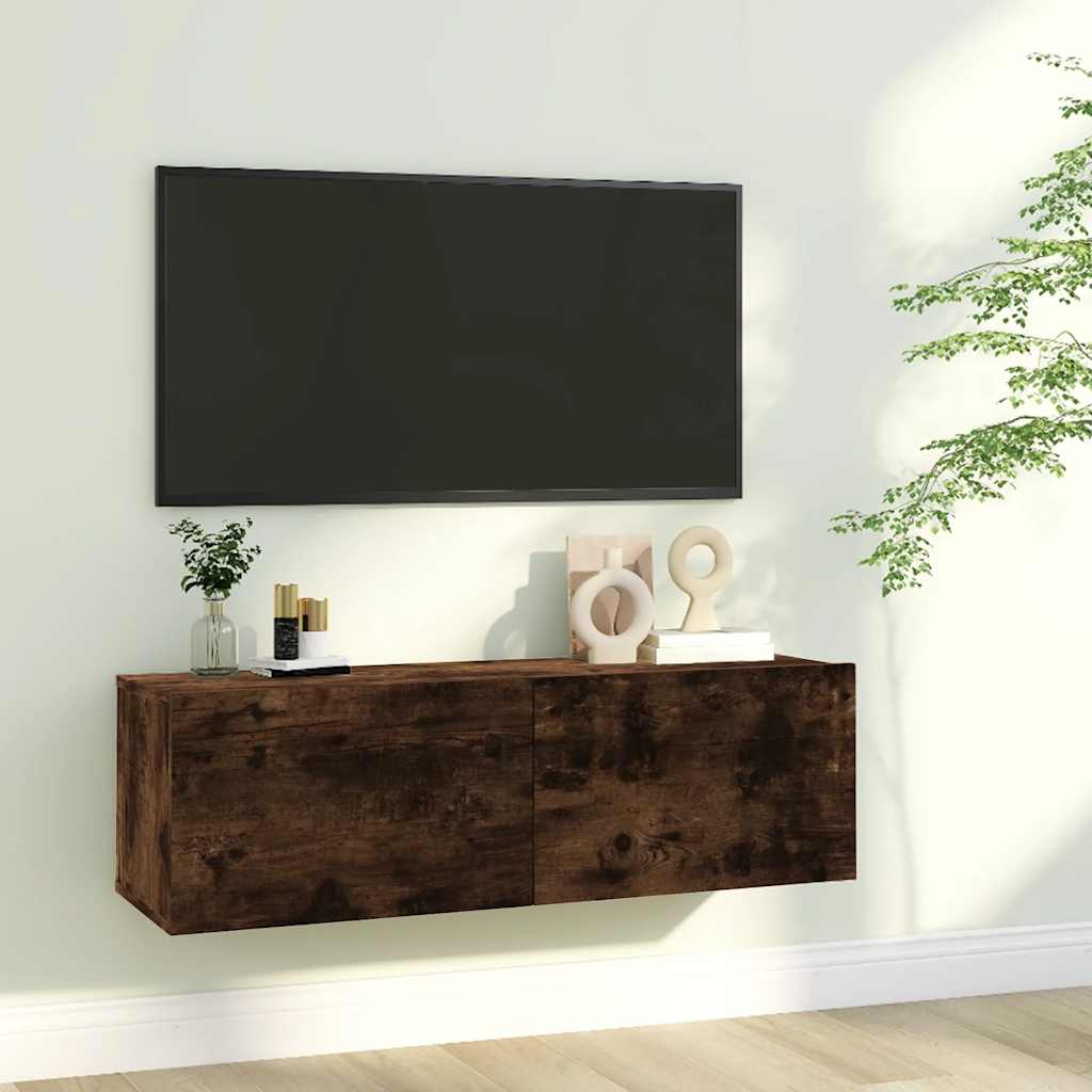 TV Wall Cabinet | Smoked Oak | Engineered Wood | Standard
