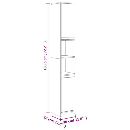 815109 vidaXL Bathroom Cabinet Grey Sonoma 30x30x183,5 cm Engineered Wood