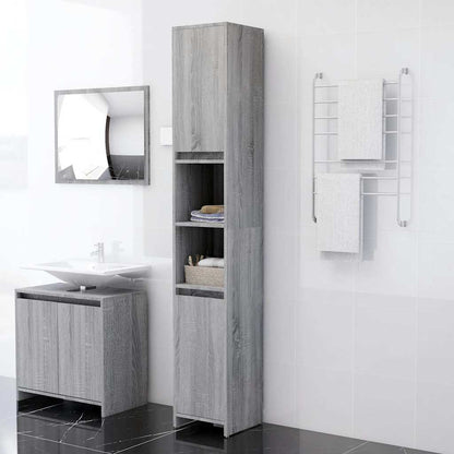 815109 vidaXL Bathroom Cabinet Grey Sonoma 30x30x183,5 cm Engineered Wood