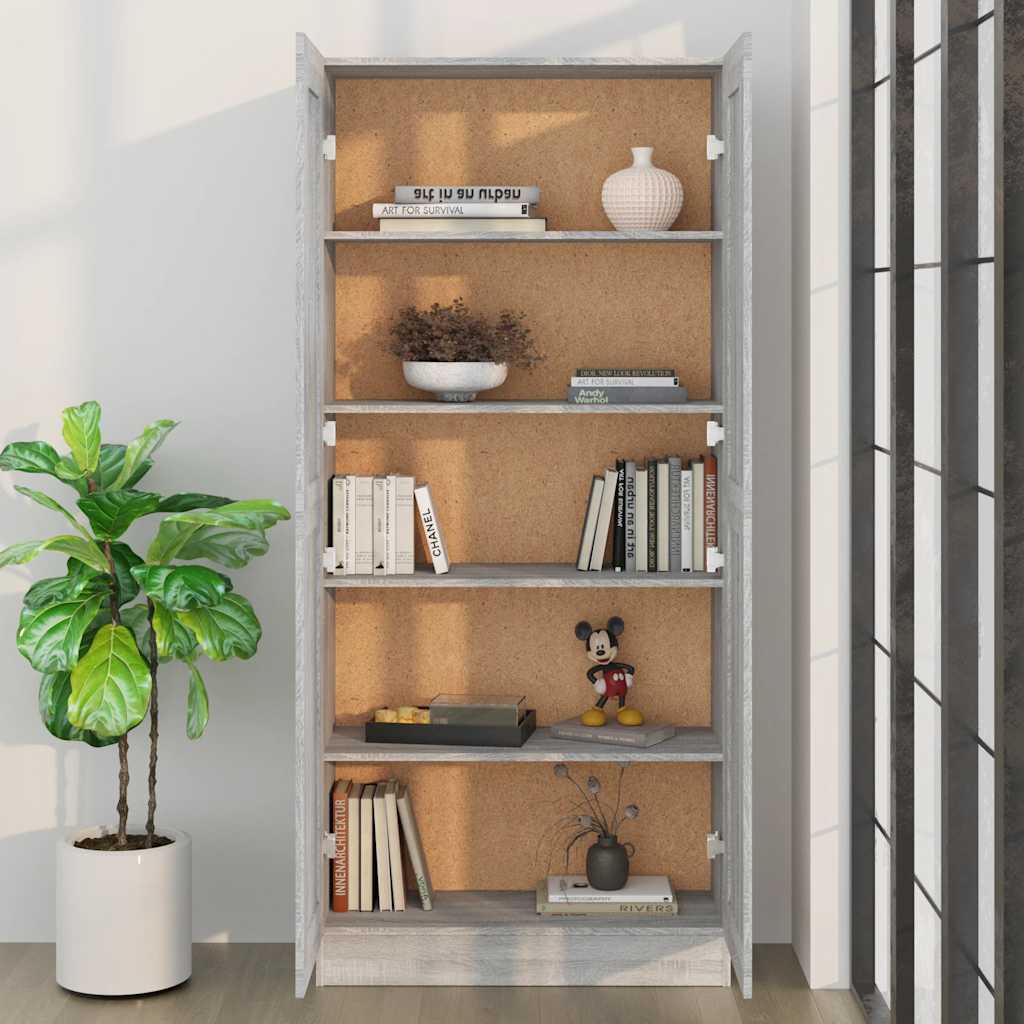Book Cabinet Grey Sonoma 82.5x30.5x185.5 cm Engineered Wood