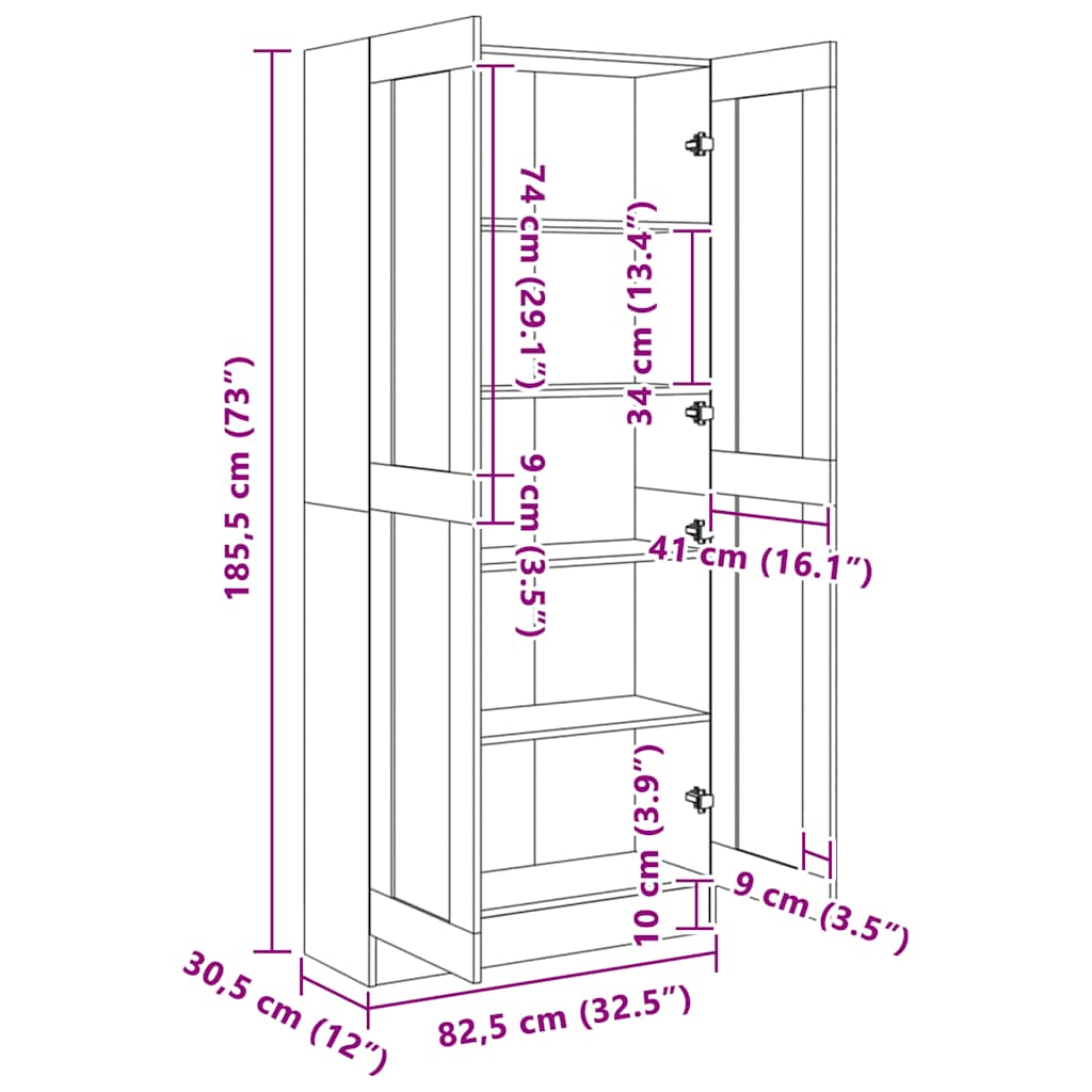 Book Cabinet Grey Sonoma 82.5x30.5x185.5 cm Engineered Wood