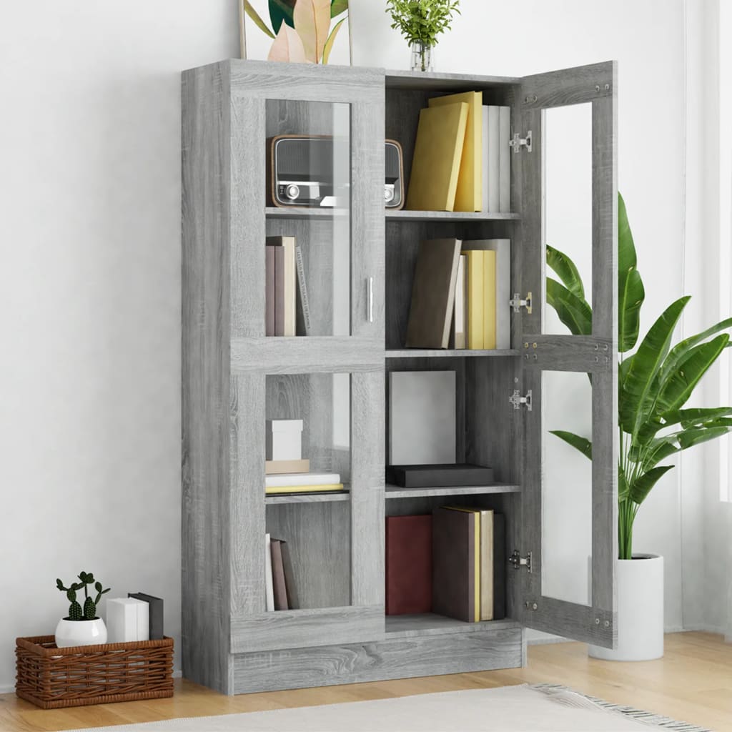 Vitrine Cabinet Grey Sonoma 82,5x30,5x150 cm Engineered Wood
