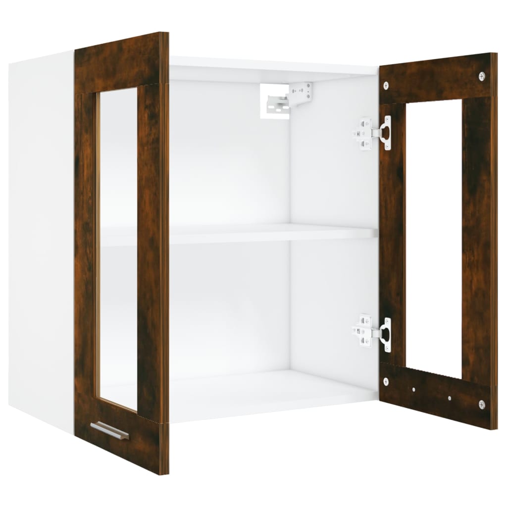 Hanging Glass Cabinet Lyon Smoked Oak 60x31x60 cm Engineered Wood