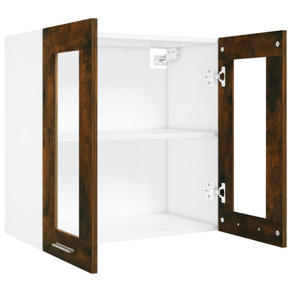 Hanging Glass Cabinet Lyon Smoked Oak 60x31x60 cm Engineered Wood