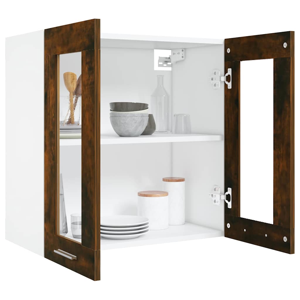 Hanging Glass Cabinet "Lyon" Smoked Oak 60x31x60 cm