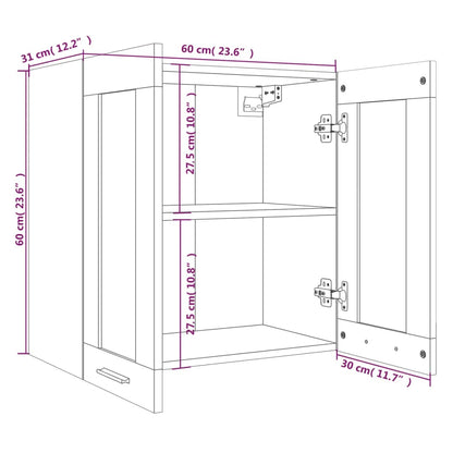 Hanging Glass Cabinet Lyon Smoked Oak 60x31x60 cm Engineered Wood