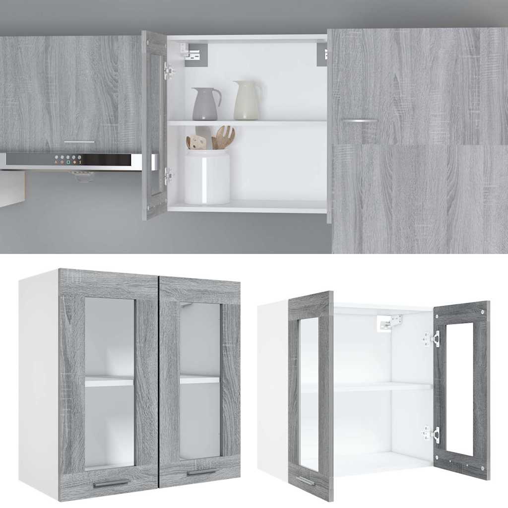Hanging Glass Cabinet "Lyon" Grey Sonoma 60x31x60 cm