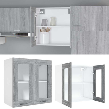 Hanging Glass Cabinet "Lyon" Grey Sonoma 60x31x60 cm