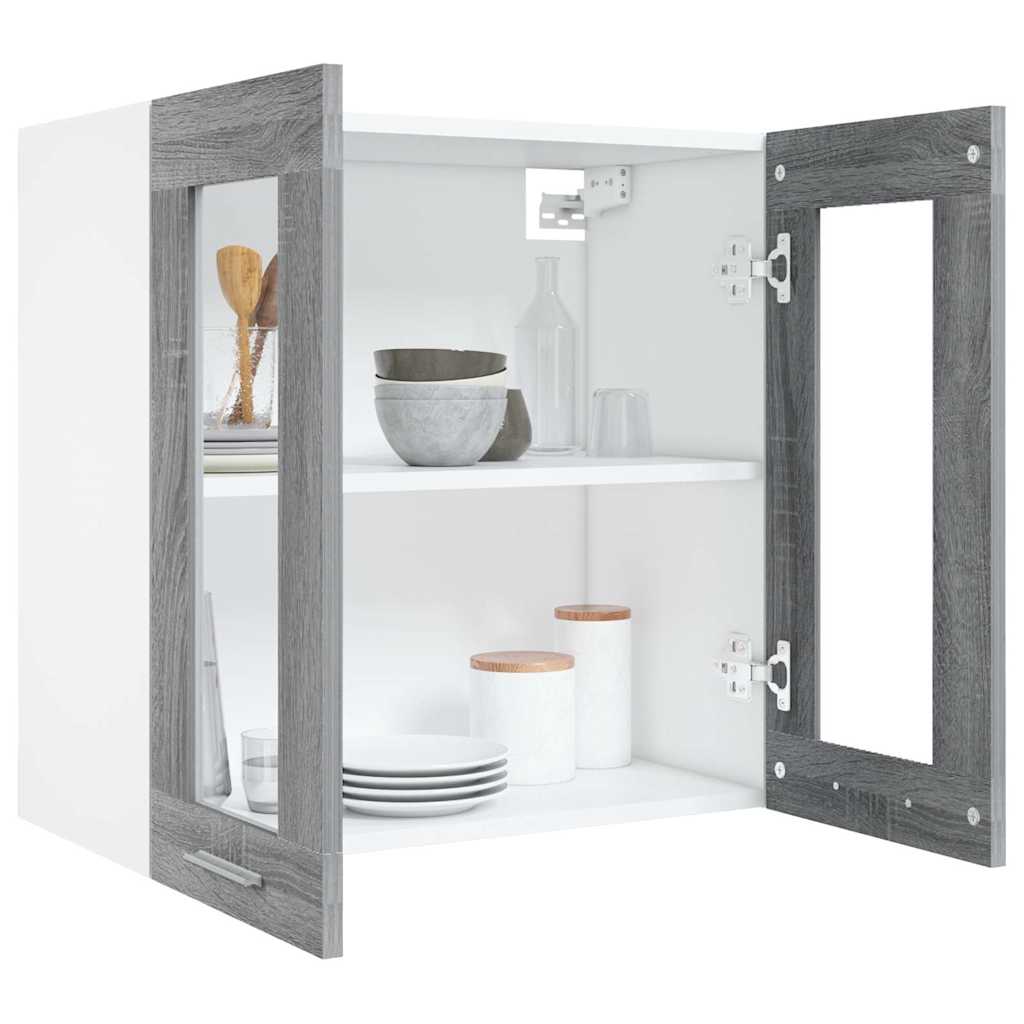 Hanging Glass Cabinet "Lyon" Grey Sonoma 60x31x60 cm