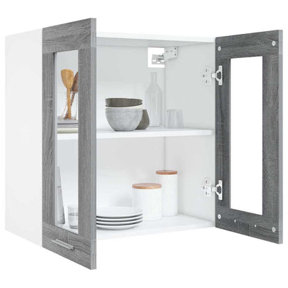 Hanging Glass Cabinet "Lyon" Grey Sonoma 60x31x60 cm