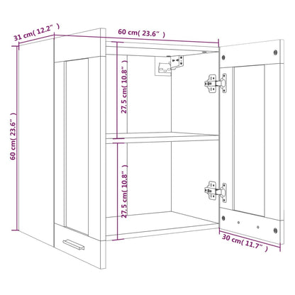 Hanging Glass Cabinet Lyon Grey Sonoma 60x31x60 cm Engineered Wood