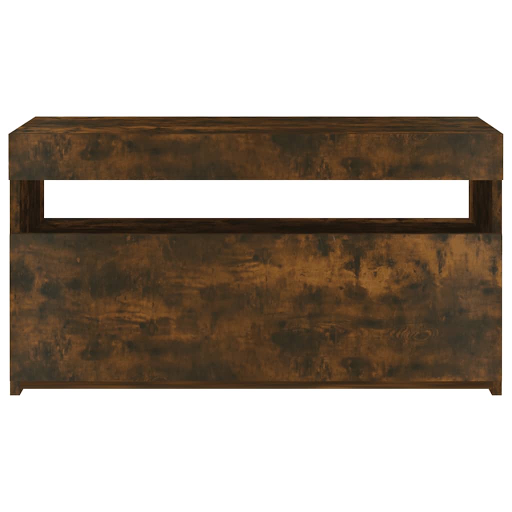 815123 vidaXL TV Cabinet with LED Lights Smoked Oak 75x35x40 cm