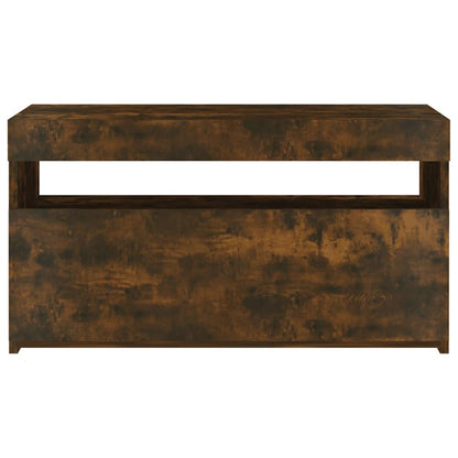 815123 vidaXL TV Cabinet with LED Lights Smoked Oak 75x35x40 cm
