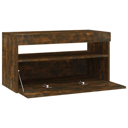 815123 vidaXL TV Cabinet with LED Lights Smoked Oak 75x35x40 cm