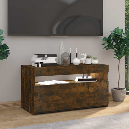 TV Cabinet with LED Lights Smoked Oak 75x35x40 cm