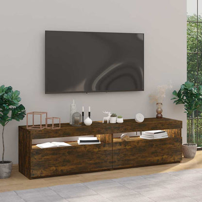 815124 vidaXL TV Cabinet with LED Lights 2 pcs Smoked Oak 75x35x40 cm