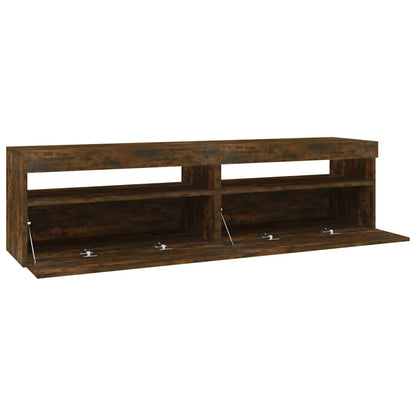 815124 vidaXL TV Cabinet with LED Lights 2 pcs Smoked Oak 75x35x40 cm