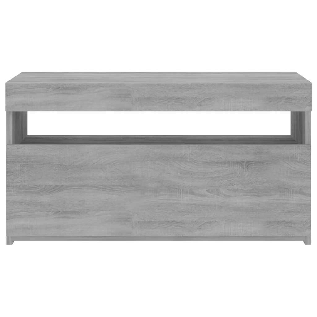 815125 vidaXL TV Cabinet with LED Lights Grey Sonoma 75x35x40 cm
