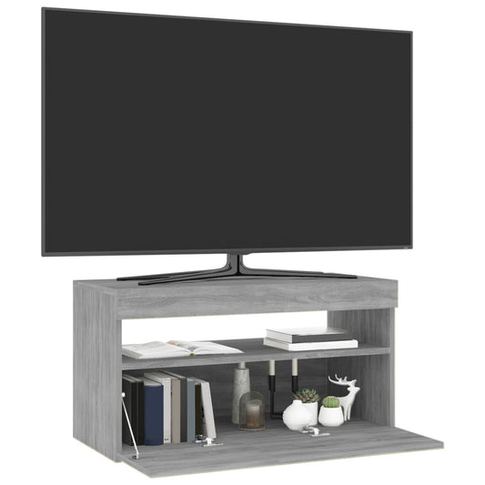 TV Cabinet with LED Lights Grey Sonoma 75x35x40 cm