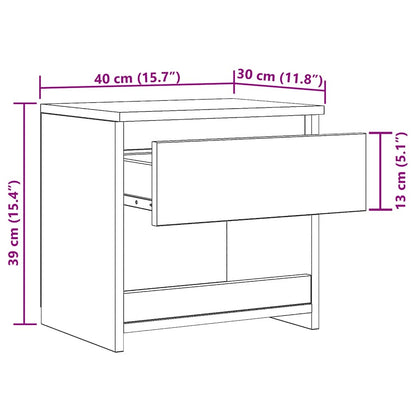 Bedside Cabinet Grey Sonoma 40x30x39 cm Engineered Wood