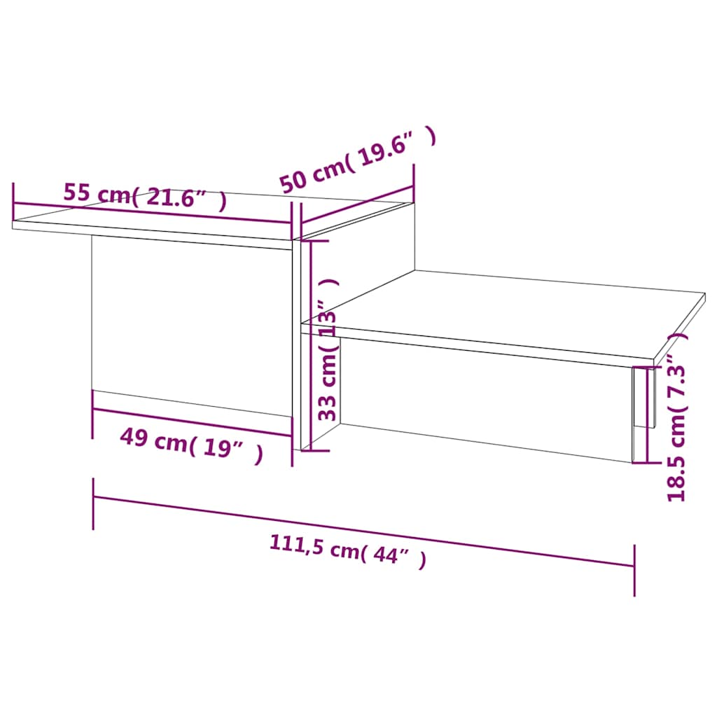 Coffee Table Brown Oak 111.5x50x33 cm Engineered Wood