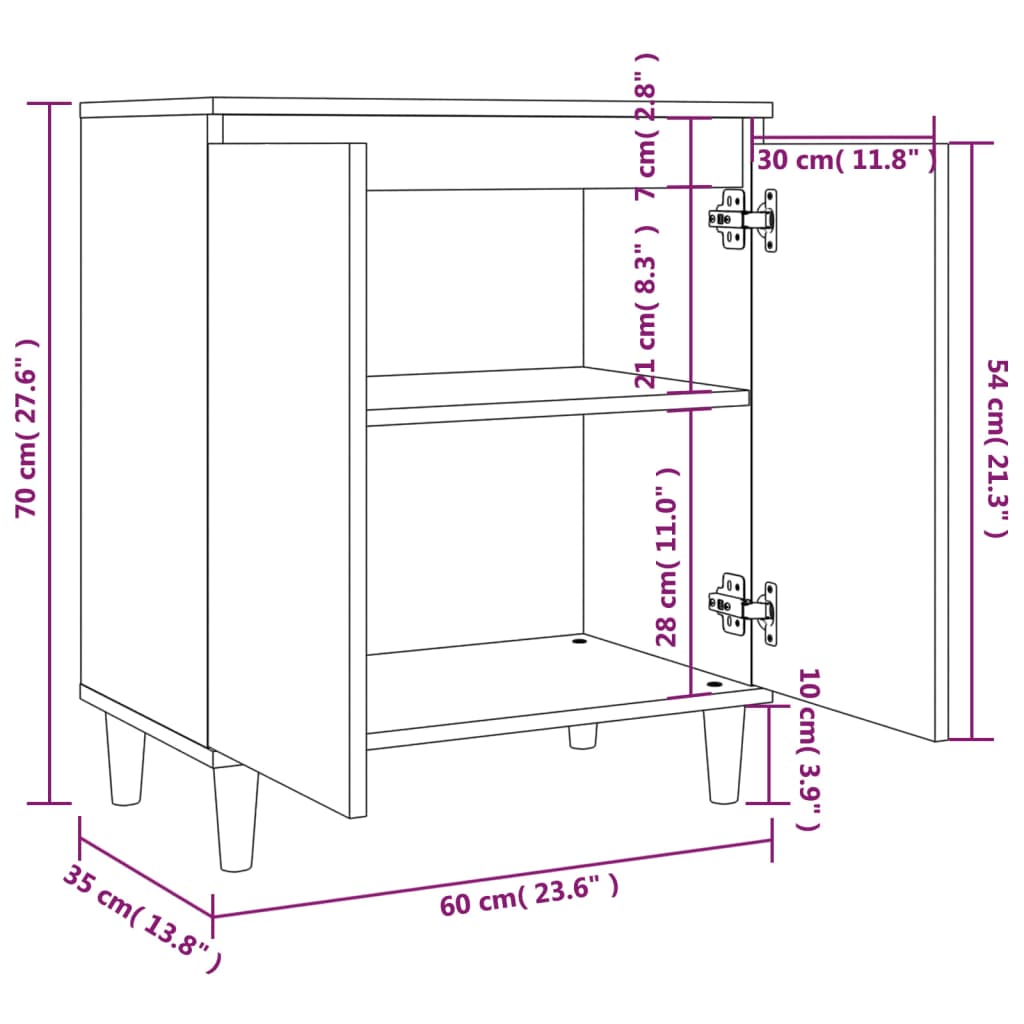 Sideboard Smoked Oak 60x35x70 cm Engineered Wood
