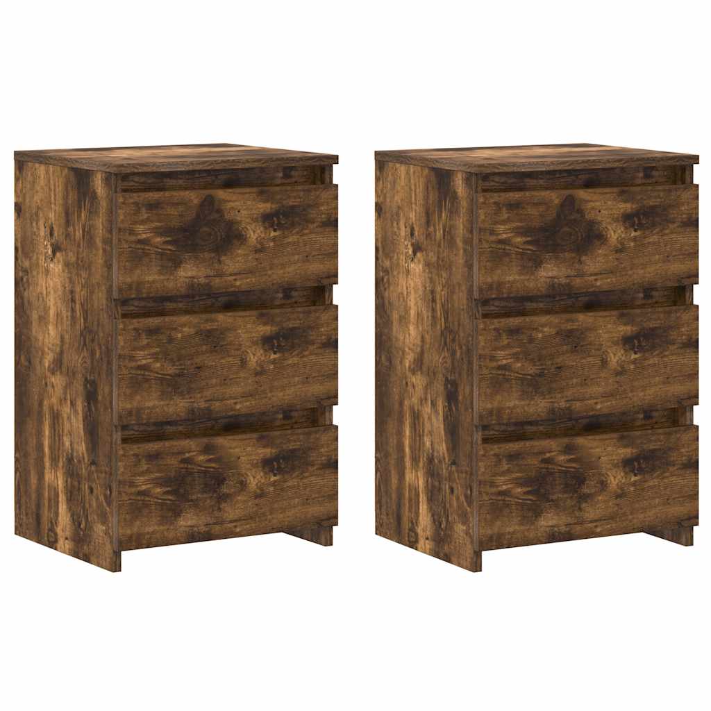 815172 vidaXL Bed Cabinets 2 pcs Smoked Oak 40x35x62,5 cm Engineered Wood