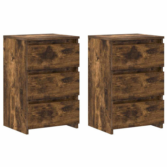 815172 vidaXL Bed Cabinets 2 pcs Smoked Oak 40x35x62,5 cm Engineered Wood