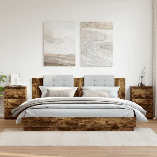 815172 vidaXL Bed Cabinets 2 pcs Smoked Oak 40x35x62,5 cm Engineered Wood