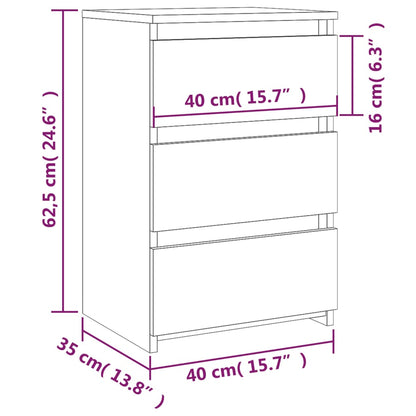 815173 vidaXL Bed Cabinet Grey Sonoma 40x35x62,5 cm Engineered Wood