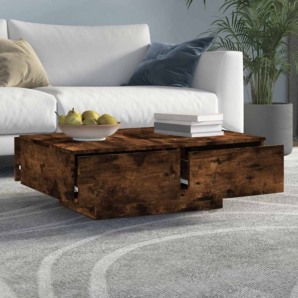 815195 vidaXL Coffee Table Smoked Oak 90x60x31 cm Engineered Wood