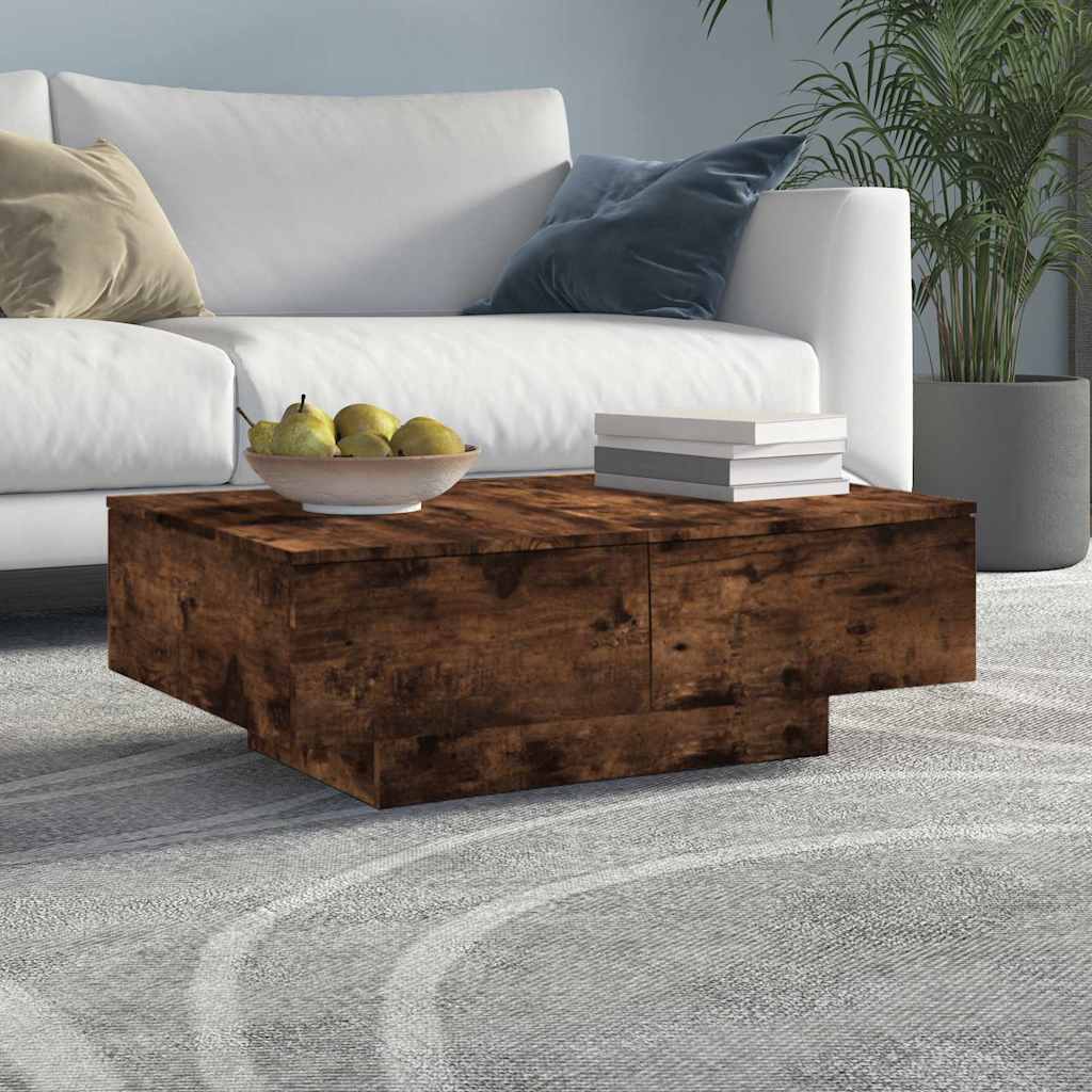 815195 vidaXL Coffee Table Smoked Oak 90x60x31 cm Engineered Wood