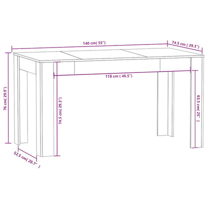 Dining Table Smoked Oak 140x74.5x76 cm Engineered Wood