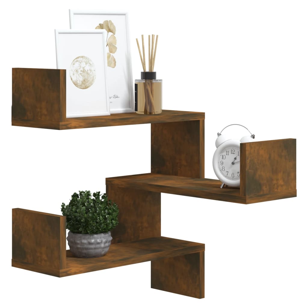 Wall corner shelves Wall-Mounted Smoked Oak 40 x 40 x 49.5 cm
